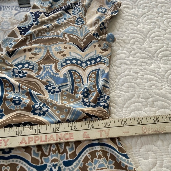 Axcess by Liz Claiborne Blue and Brown Patterned Faux Wrap Dress Size Medium - Picture 10 of 12